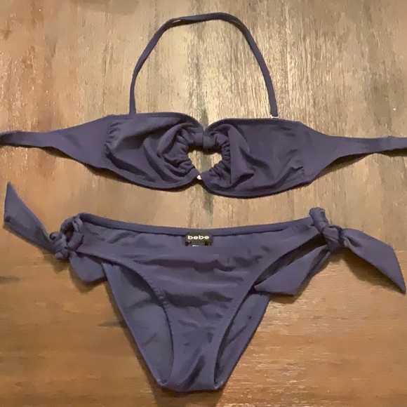 BEBE BIKINI NAVY BLUE TOP SIZE SMALL BOTTOM SIZE LARGE